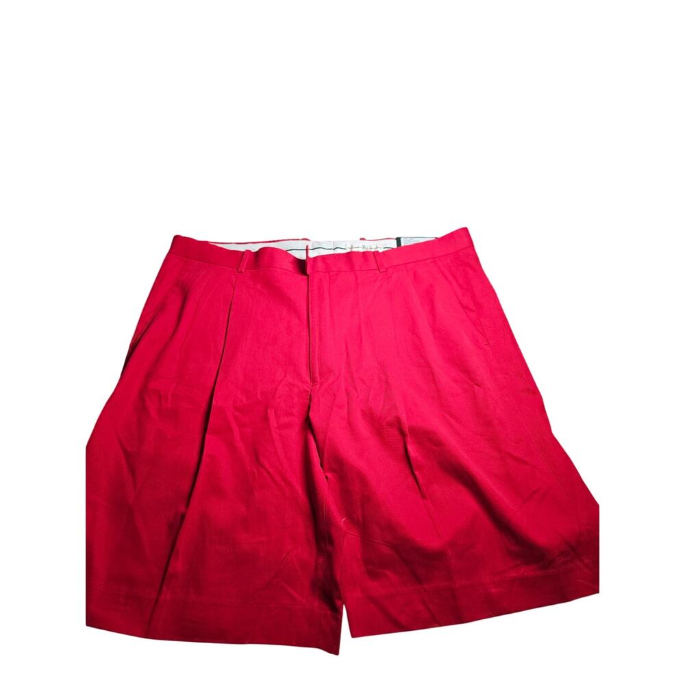 Fairway and Green Cotton Tencel Pleated Shorts Red Size 42